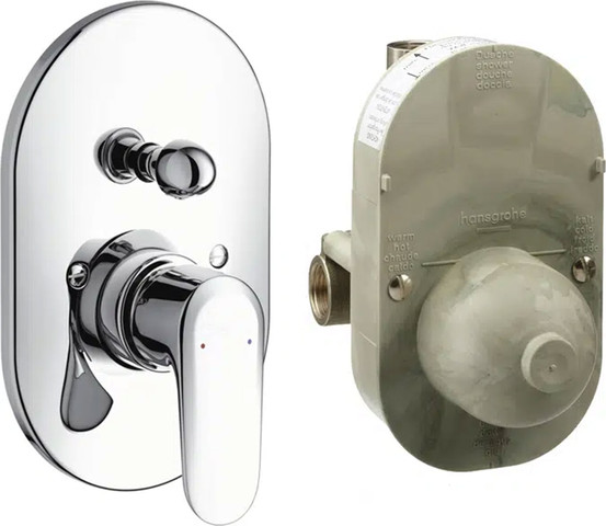 חבילת אינטרפוץ וכיסוי חיצוני עם ידית אחת (Single Lever) להתקנה נסתרת Hansgrohe ECOS