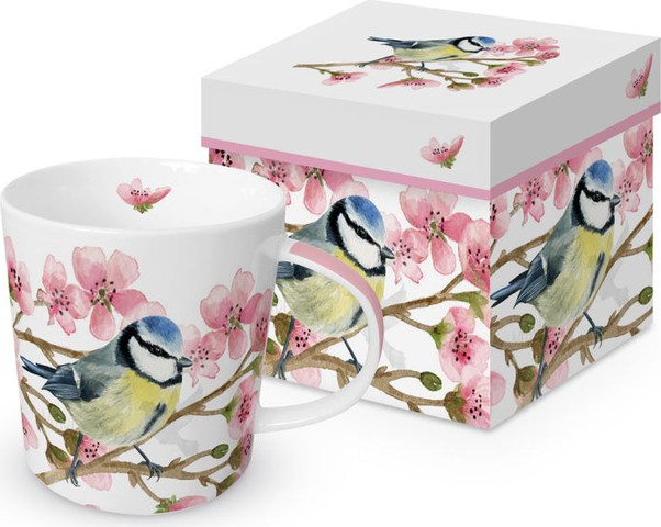 ספל ציפור על ענף פרחוני בקופסת מתנה  Oiseau Printempsm mug