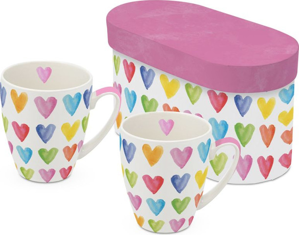 זוג ספלים לבבות   Aquarell Hearts mug set