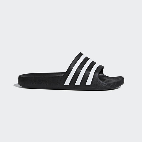 אדידס כפכפים לגברים פסים שחור לבן (Adilette Aqua)