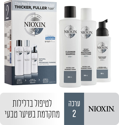 ערכה לטיפול בדלילות מתקדמת בשיער טבעי : שמפו + מרכך + DIAMETER להגדלת הקוטר של כל שערה