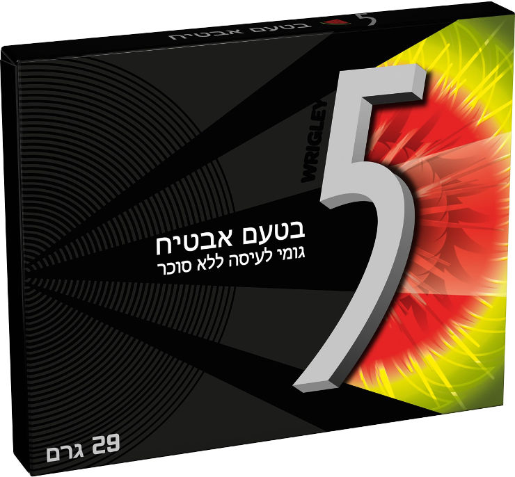 מסטיק פייב סטיקס בטעם אבטיח ללא סוכר