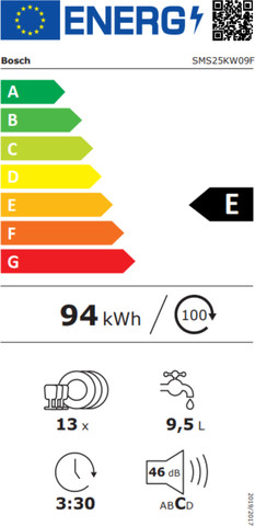 מדיח כלים 3 סלסלאות Bosch SMS25KW09F - צבע לבן תוצרת פולין