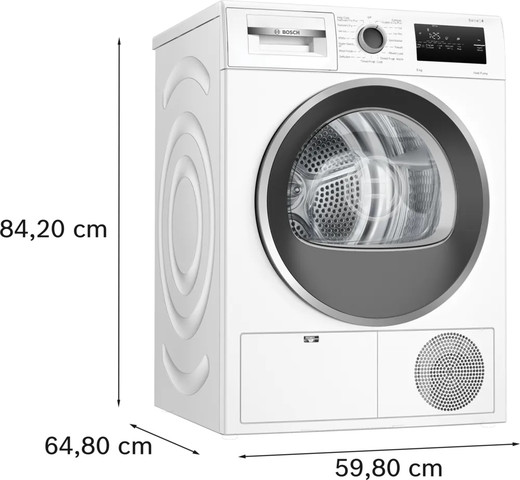 מייבש כביסה כולל משאבת חום - 8 ק"ג Bosch בוש Serie 4 WTH85225IL