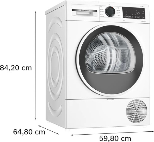 מייבש כביסה כולל משאבת חום - 9 ק"ג Bosch בוש Serie 6 WQG2328IL