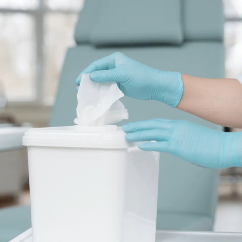 דלי מתקן למגבוני חיטוי Disinfectant wipe dispenser