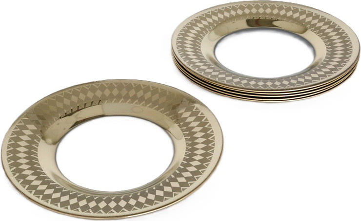 סט 6 צלחות מנה עיקרית זכוכית קוטר 26 ס״מ RoyGold