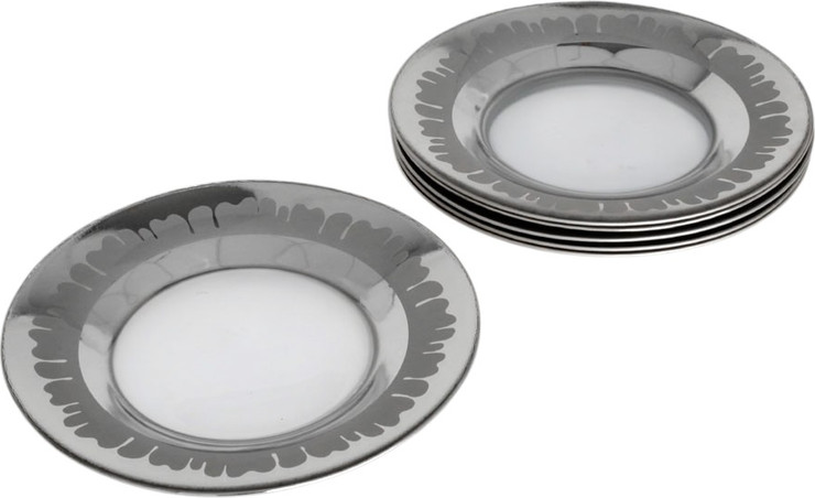 סט 6 צלחות מנה ראשונה זכוכית קוטר 19 ס״מ HoneySilver
