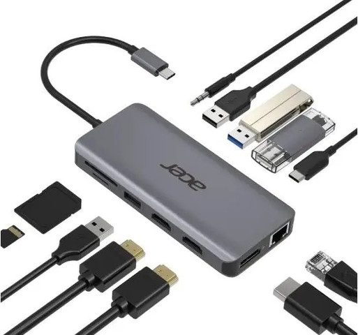 תחנת עגינה Acer USB Type-C 12 in 1 Travel HP.DSCAB.009