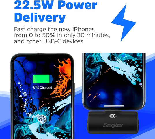 מטען נייד Energizer 4600mAh עם יציאת USB-C מהירה 22.5W – דגם UE4600PQ
