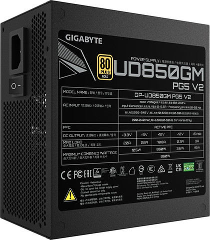 ספק כוח Gigabyte UD850GM PG5 V2 850W 80 Plus Gold