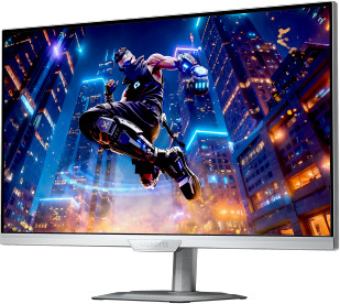 מסך גיימינג לבן Gigabyte M27UP 4K SS IPS 160Hz 1MS HDR USB HUB KVM ICE