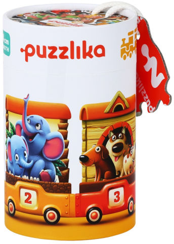 סט עשרה פאזלים למתחילים 2 חלקים עבים במיוחד בקופסת קרטון רב פעמית - רכבת המספרים