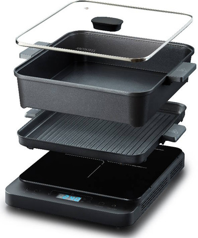 פלטת אינדוקציה חשמלית COOK & GRILL+רוסטר ופלטת גריל Arcosteel