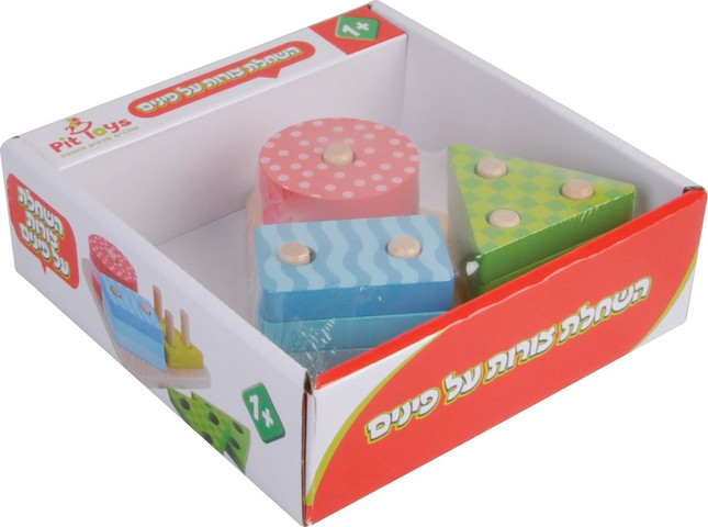 משחק השחלת צורות מעץ לילדים - Pit Toys