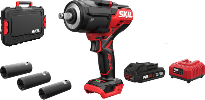 מפתח רטיטה "1/2 במזוודה עם 3 בוקסות 20V Brushless מומנט 700Nm/1200Nm – גוך בלבד SKIL + סוללה 2.0Ah + מטען