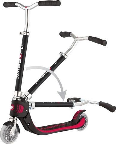 FLOW FOLDABLE 125 קורקינט מתקפל לילדים ונוער פלואו עם משטח רחב יותר וכידון משופר - שחור/אדום