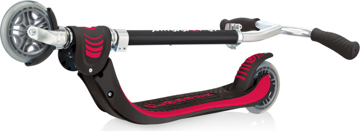 FLOW FOLDABLE 125 קורקינט מתקפל לילדים ונוער פלואו עם משטח רחב יותר וכידון משופר - שחור/אדום