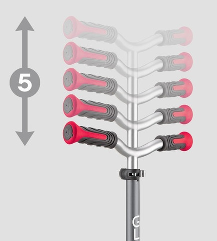 קורקינט לילדים ונוער עם אורות, ידית מתקפלת, כיוונון גובה ומדרך רחב דגם Master Lights צבע שחור-אדום