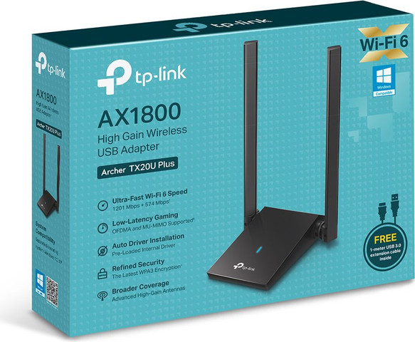 מתאם רשת אלחוטי TP-Link Archer TX20U Plus AX1800 Dual Antennas