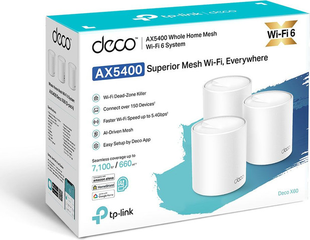 (3 באריזה) Deco X60 AX5400 Mesh Wi-Fi 6 מבית TP-LINK