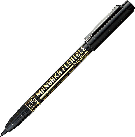 טוש לציור ZIG MANKAGA FLEXIBLE שחור, עובי M