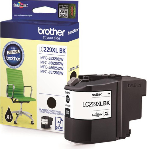 ראש דיו שחור מקורי Brother LC-229XLBK (2,400 דפים)