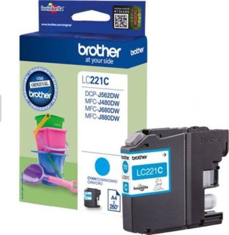 ראש דיו כחול מקורי Brother LC221C (260 דפים)