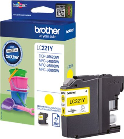 ראש דיו צהוב מקורי Brother LC221Y (260 דפים)