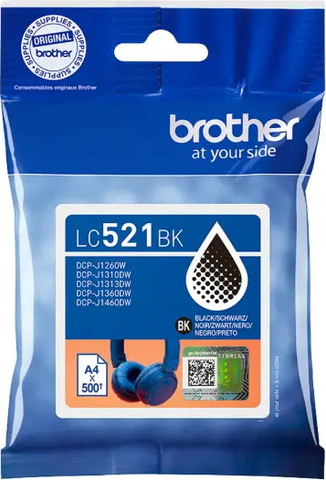 ראש דיו מקורי שחור Brother LC-521BK (500 דף)