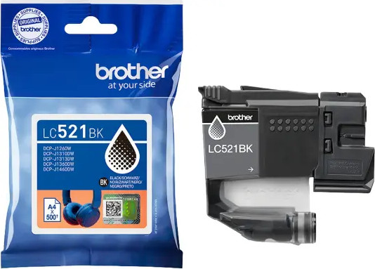 ראש דיו מקורי שחור Brother LC-521BK (500 דף)