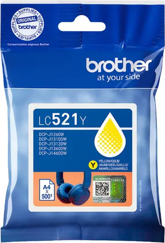 ראש דיו מקורי צהוב Brother LC-521Y (500 דף)