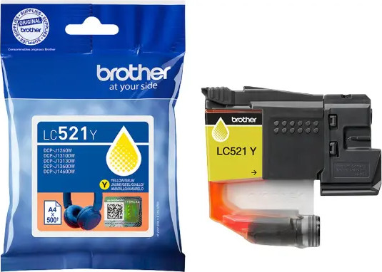 ראש דיו מקורי צהוב Brother LC-521Y (500 דף)