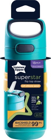 כוס ספורטיבית ירוקה עם קש חסין דליפות Tommee Tippee מסדרת סופרסטאר Superstar