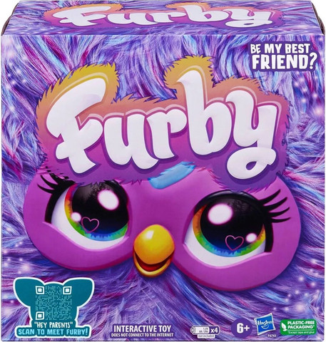 בובה אינטרקטיבית פרבי Furby בגודל 15 ס''מ מופעלת ע''י קול - חבר חדש מלא קסם ואישיות - סגול