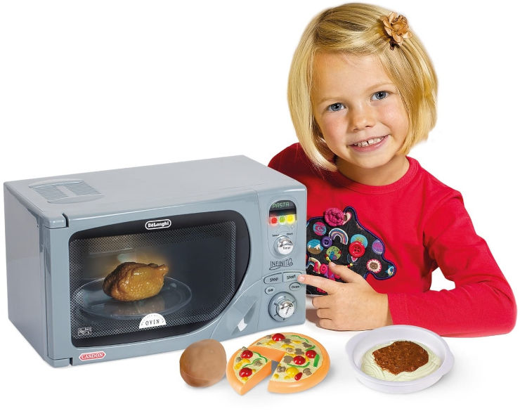 מיקרוגל לילדים דמוי דגם Infinito מבית DeLonghi עם אפקטים ו 4 פרטי משחק