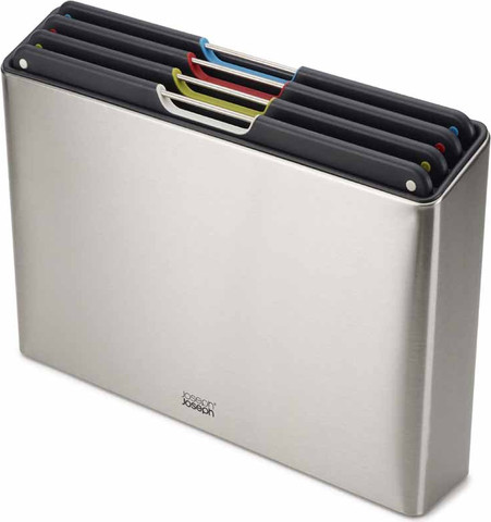 סט 4 קרשי חיתוך FOLIO STEEL כסוף