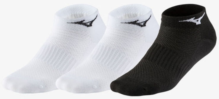 Mizuno Unisex Training Mid 3p Socks גרבי ספורט וריצה יוניסקס מיזונו גרביים נסתרות חצאיות מארז שלישיה קצרות צבע שחור/לבן/לבן