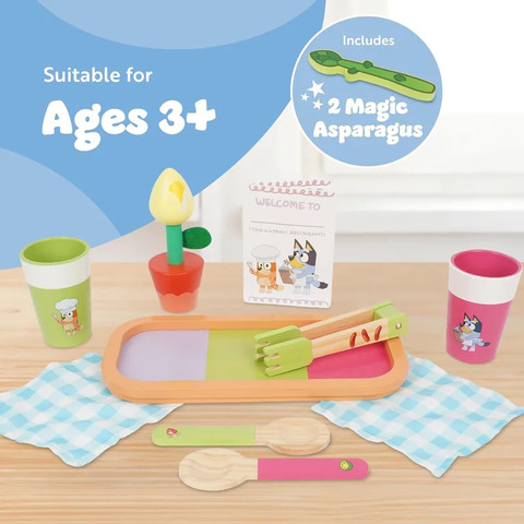 בלואי - סט כלי אוכל מעץ - Moosetoys