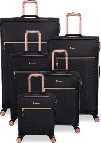 סט 5 מזוודות בד יוקרתיות דגם Bewitching מבית IT Luggage – גדלים 32/28/24/20/16 אינץ’ – בצבע שחור