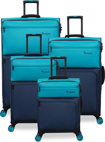 סט 4 מזוודות בד במשקל נוצה דגם Duo-Tone מבית IT Luggage צבע כחול 32/28/24/20