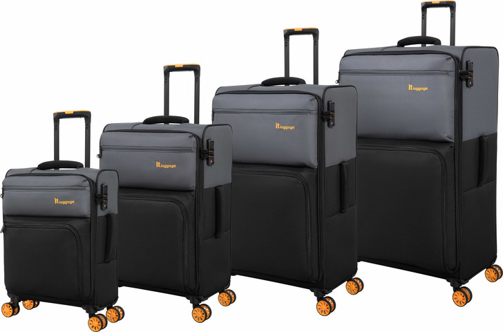 סט 4 מזוודות בד במשקל נוצה דגם Duo-Tone מבית IT Luggage צבע שחור 32/28/24/20