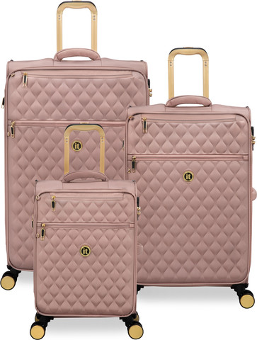 סט מזוודות בד קלות 3 יח' 30/25/20 מבית IT Luggage דגם GLIMMERING בצבע ורוד מוזהב
