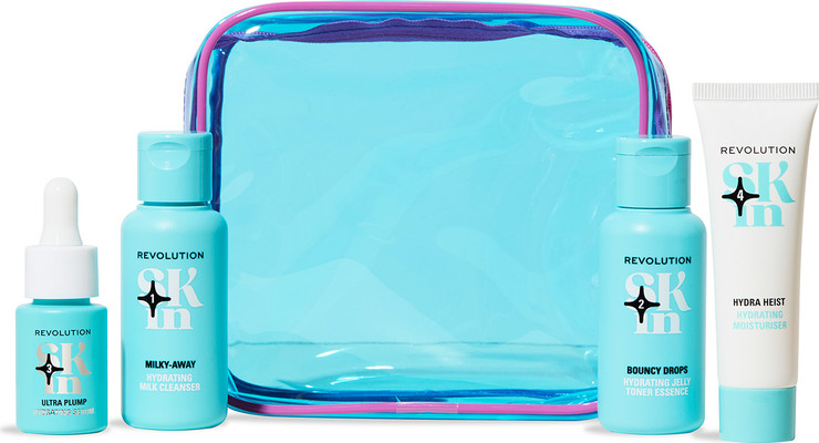 SKIN HAPPY HYDRATE סט חלב ניקוי  + אסנס מעניק לחות מרווה + סרום + קרם לחות