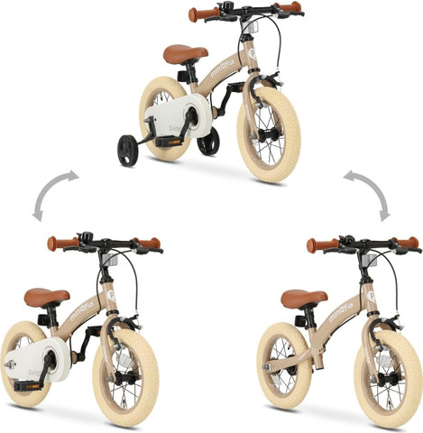 MINIBY 3in1 - אופני איזון "12 שהופכים לאופני ילדים עם בלם יד וגלגלי עזר לגילאי 2-5 שנים - ניוד