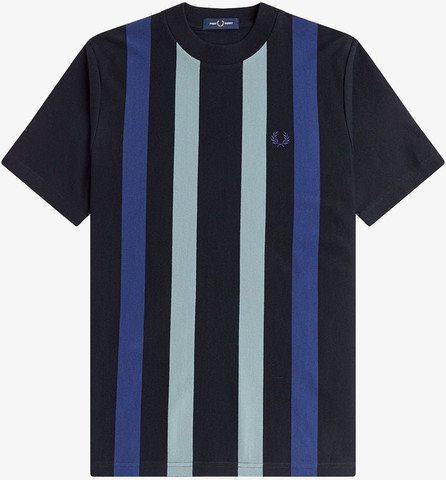 חולצת טישירט קצרה פרד פרי Vertical Stripe גברים - פרד פרי - Black