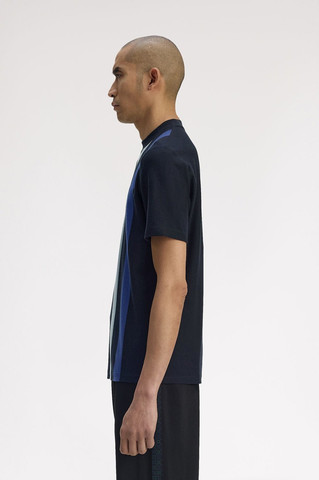 חולצת טישירט קצרה פרד פרי Vertical Stripe גברים - פרד פרי - Black