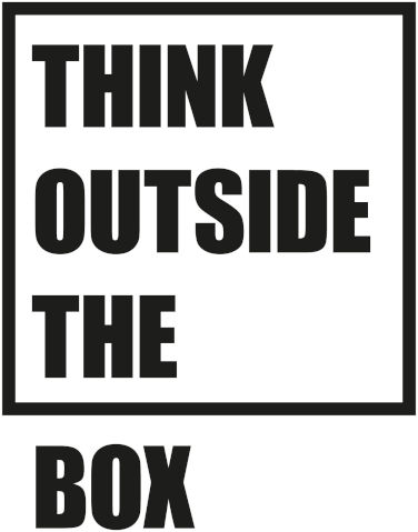 מדבקת קיר משפט השראה THINK OUTSIDE THE BOX לבית ולמשרד