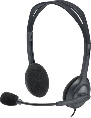 אוזניות קשת חוטיות Logitech H111 בצבע שחור