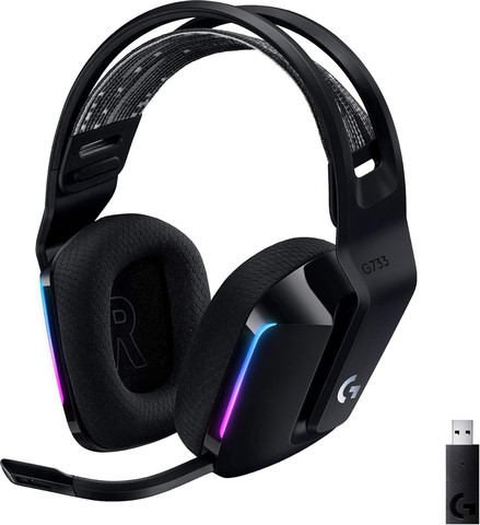 אוזניות גיימינג אלחוטיות Logitech G733 LIGHTSPEED RGB HEADSET Black